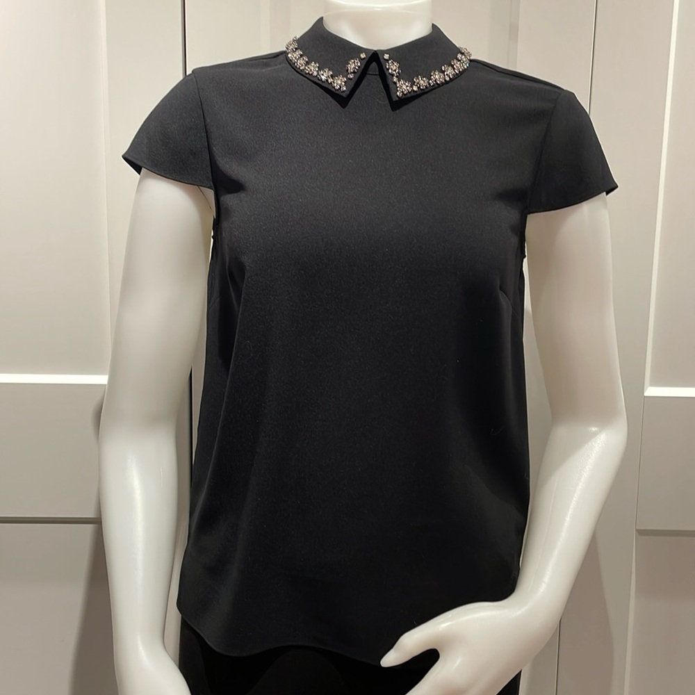 Ted Baker Embelished collar cap sleeve top size 0